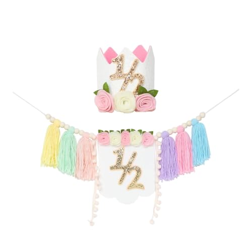 Nishiyuenyi Banner für Den 1/2 Geburtstag, Dekoration mit Quasten Und Girlande, Mehrfarbig mit Hut von Nishiyuenyi