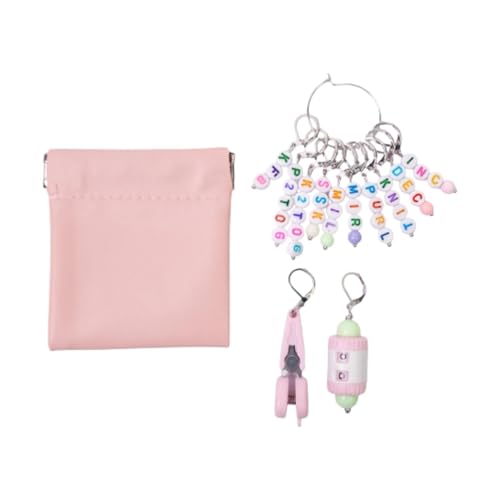 Nishiyuenyi Häkelmarkierer mit Buchstaben und Mini-Schere für kreative Arbeiten, Rosa von Nishiyuenyi