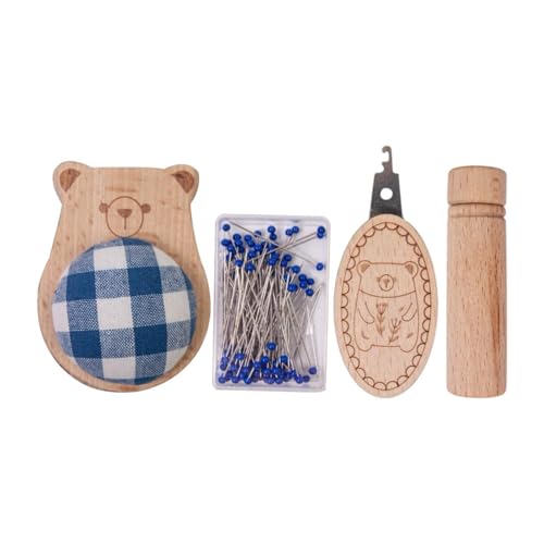Nishiyuenyi Nadelkissen mit 100 Pins Nadelwerk Holz tragbare Stickerei Threader Nähen Bastelzubehör Nadelhalter, Bär Geformt Nishiyuenyi Nadelkissen mit 100 Pins Nadelwerk Holz tragbare Stickerei Threader Nähen Bastelzubehör Nadelhalter, Bär Geformt von Nishiyuenyi