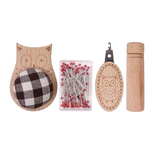 Nishiyuenyi Nadelkissen mit 100 Pins Nadelwerk Holz tragbare Stickerei Threader Nähen Bastelzubehör Nadelhalter, Eule Geformt Nishiyuenyi Nadelkissen mit 100 Pins Nadelwerk Holz tragbare Stickerei Threader Nähen Bastelzubehör Nadelhalter, Eule Geformt von Nishiyuenyi