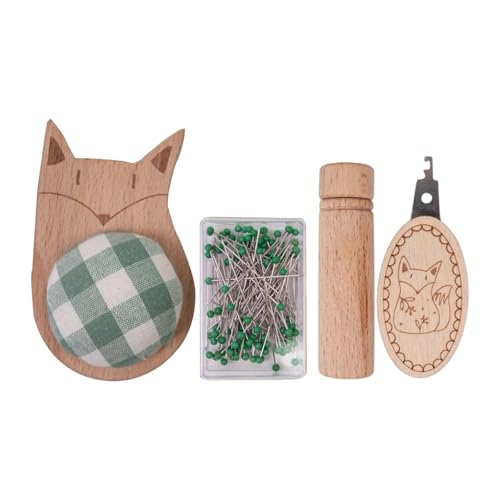 Nishiyuenyi Nadelkissen mit 100 Pins Nadelwerk Holz tragbare Stickerei Threader Nähen Bastelzubehör Nadelhalter, Fuchsförmig Nishiyuenyi Nadelkissen mit 100 Pins Nadelwerk Holz tragbare Stickerei Threader Nähen Bastelzubehör Nadelhalter, Fuchsförmig von Nishiyuenyi