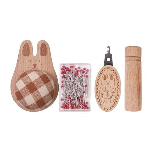 Nishiyuenyi Nadelkissen mit 100 Pins Nadelwerk Holz tragbare Stickerei Threader Nähen Bastelzubehör Nadelhalter, Kaninchenförmig Nishiyuenyi Nadelkissen mit 100 Pins Nadelwerk Holz tragbare Stickerei Threader Nähen Bastelzubehör Nadelhalter, Kaninchenförmig von Nishiyuenyi