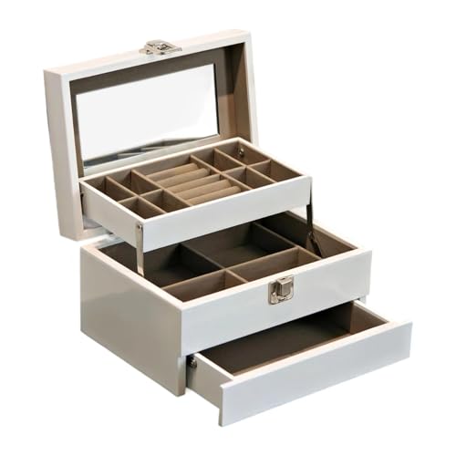 Nishiyuenyi Schmuck Aufbewahrungsbox Aus Holz, Dreilagig, für Schminktisch, Kommode, Ohrringe Nishiyuenyi Schmuck Aufbewahrungsbox Aus Holz, Dreilagig, für Schminktisch, Kommode, Ohrringe von Nishiyuenyi