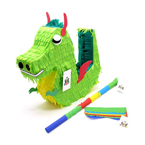 Nislai® Drachen Dino Pinata Set | Ideal für die Party | Geschenk | Geburtstag | Inkl. Augenmaske & Stock von Nislai