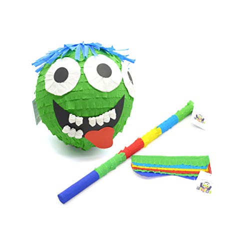 Nislai® Monster Pinata Set | ideal für die Monster Party | Pinata Geburtstag | Pinata Geschenk | Grusel-Party | großer Spaß zum Schlagen | inkl. Augenmaske & Stab | u. 25x25x25 cm von Nislai