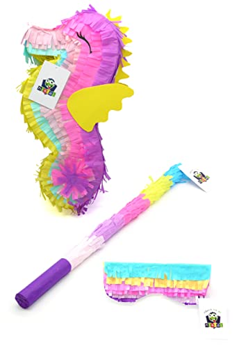 Nislai Seepferdchen Pinata Set | Für Geburtstag Party | Mädchen Geschenk | Deko | (Mini) 40x20x10 cm Inkl. Stock und Maske von Nislai