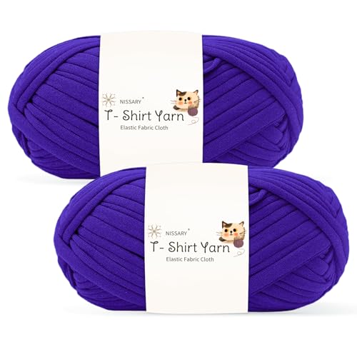 Tshirt Garn 2x100g Häkelgarn für Taschen, Häkelgarn Bändchengarn Baumwollgarn für Häkeln, Textilgarn mit Zubehör – Ideal für Taschen, Körbe & Textilprojekte von Nissary