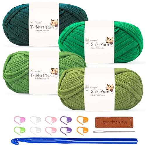 Tshirt Garn 4x100g Häkelgarn für Taschen, Häkelgarn Bändchengarn Baumwollgarn für Häkeln, Textilgarn mit 10mm Häkelnadel & Zubehör – Ideal für Taschen, Körbe & Textilprojekte Tshirt Garn 4x100g Häkelgarn für Taschen, Häkelgarn Bändchengarn Baumwollgarn für Häkeln, Textilgarn mit 10mm Häkelnadel & Zubehör – Ideal für Taschen, Körbe & Textilprojekte von Nissary