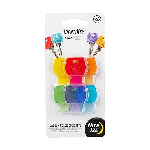 Nite Ize IdentiKey Cover, farbcodierte ID-Schlüssel-Etiketten, Schlüssel-Kennzeichnungskappen, sortiert, 6 Stück von Nite Ize