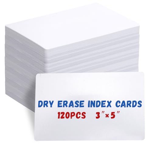 120 Stück trocken abwischbare Karteikarten, Notizkarten, blanko, wiederverwendbar, Lernkarten, Lernkarten, Visitenkarten, Notizkarten für Schule, Büro, Hausarbeit, Aufgabenliste (weiß, 7,6 x 12,7 cm) 120 Stück trocken abwischbare Karteikarten, Notizkarten, blanko, wiederverwendbar, Lernkarten, Lernkarten, Visitenkarten, Notizkarten für Schule, Büro, Hausarbeit, Aufgabenliste (weiß, 7,6 x 12,7 cm) von Nitelemn