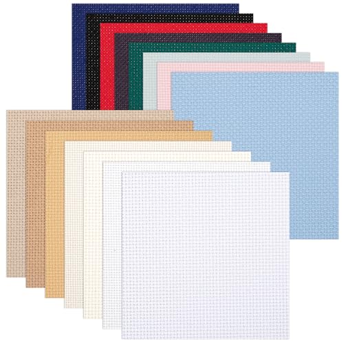 15 Blatt 15 Farben, 15 cm, Aida-Stoff, 14 Zählmuster, vorgeschnittene Quadrate Stoff für Bastelarbeiten, Stickerei, handgefertigte Handarbeit, DIY Handwerk (30 x 30 cm) von Nitelemn