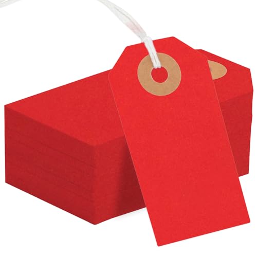 150 Stück farbige Blanko-Versandanhänger, 7,5 x 4,5 cm, Manila-Etiketten mit Schnur verstärktem Loch, beschreibbar, große Markierung, Hängeetiketten mit Draht, Rot 150 Stück farbige Blanko-Versandanhänger, 7,5 x 4,5 cm, Manila-Etiketten mit Schnur verstärktem Loch, beschreibbar, große Markierung, Hängeetiketten mit Draht, Rot von Nitelemn