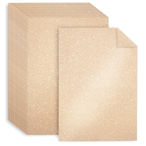 25 doppelseitige Glitzer-Kartonpapierbögen, 20,3 x 30,5 cm, schimmerndes Papier, 250 g/m², für Kunst und Handwerk, Dekoration, Hochzeits- und Geburtstagseinladungen (Champagner-Gold) von Nitelemn