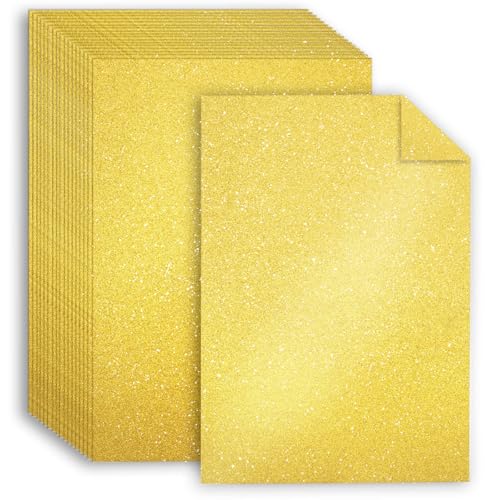 25 doppelseitige Glitzer-Kartonpapierbögen, 20,3 x 30,5 cm, schimmerndes Papier, 250 g/m², für Kunst und Handwerk, Dekoration, Hochzeits- und Geburtstagseinladungen (Gold) von Nitelemn