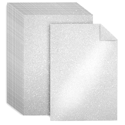 25 doppelseitige Glitzer-Kartonpapierbögen, 20,3 x 30,5 cm, schimmerndes Papier, 250 g/m², für Kunst und Handwerk, Dekoration, Hochzeits- und Geburtstagseinladungen (Silber) von Nitelemn
