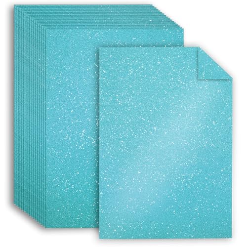 25 doppelseitige Glitzer-Kartonpapierbögen, 20,3 x 30,5 cm, schimmerndes Papier, 250 g/m², für Kunst und Handwerk, Dekoration, Hochzeits- und Geburtstagseinladungen (blau) von Nitelemn