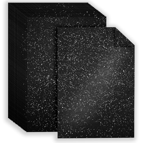 25 doppelseitige Glitzer-Kartonpapierbögen, 20,3 x 30,5 cm, schimmerndes Papier, 250 g/m², für Kunst und Handwerk, Dekoration, Hochzeits- und Geburtstagseinladungen (schwarz) von Nitelemn
