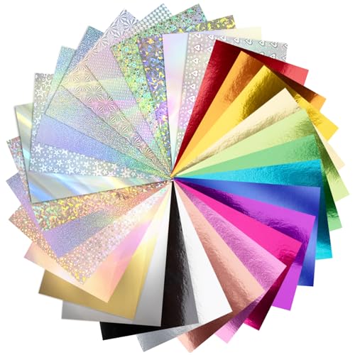 30 Stück metallische holografische Kartonpapierbögen, 15,2 x 20,3 cm, Farbfolie, spiegelnd, schimmerndes Papier, 250 g/m², für Kunst und Handwerk, Dekoration, Einladungen, Scrapbook-Zubehör (Metallic von Nitelemn