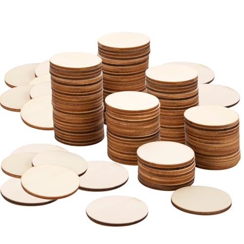 300 Stück unlackierte Holzkreise zum Basteln, 1 Zoll Holz Runde Holzscheibe Kreise Blank Naturholz für DIY Malerei Schnitzen Kunst Handwerk von Nitelemn