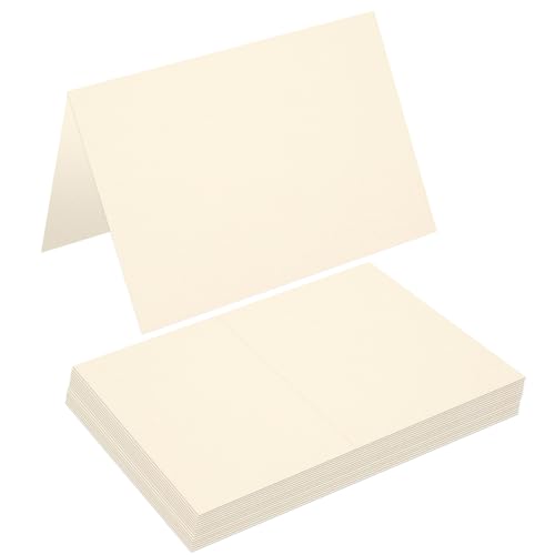 50 Stück gefaltete Blanko-Notizkarten, Zeltkarten, 20,3 x 15,2 cm, gefaltet auf 10,2 x 15,2 cm, 300 g/m², Dankeskarten, blanko, Grußkarten für alle Anlässe, cremefarben 50 Stück gefaltete Blanko-Notizkarten, Zeltkarten, 20,3 x 15,2 cm, gefaltet auf 10,2 x 15,2 cm, 300 g/m², Dankeskarten, blanko, Grußkarten für alle Anlässe, cremefarben von Nitelemn