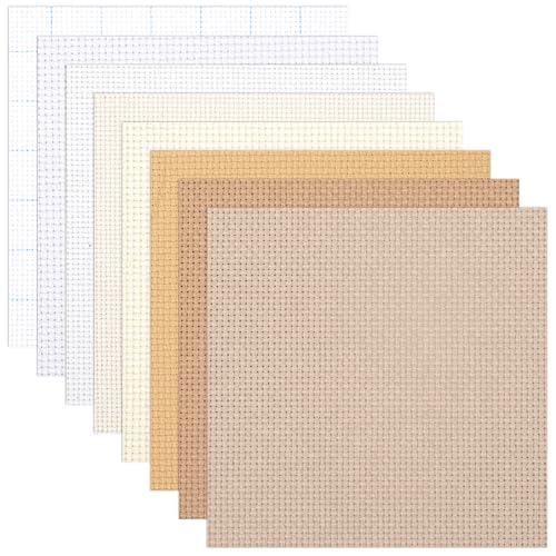 Aida-Stoff, Kreuzstichstoff, vorgeschnittene Quadrate, Stoff für Bastelarbeiten, Stickerei, handgefertigte Handarbeit, Bastelarbeiten, Bastelarbeiten, 8 Bögen, 8 Bögen (natürlich, 30 x 30 cm) von Nitelemn