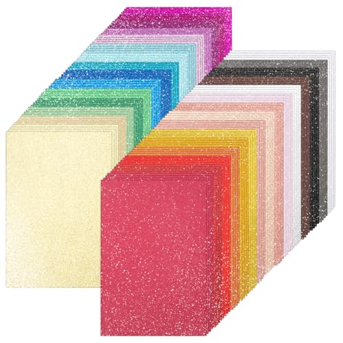 Glitzer-Kartonpapier, 27 Farben, 20,3 x 30,5 cm, schimmerndes Papier, 250 g/m², für Kunst und Handwerk, Dekoration, Hochzeits- und Geburtstagseinladungen, Scrapbook-Zubehör, 108 Stück Glitzer-Kartonpapier, 27 Farben, 20,3 x 30,5 cm, schimmerndes Papier, 250 g/m², für Kunst und Handwerk, Dekoration, Hochzeits- und Geburtstagseinladungen, Scrapbook-Zubehör, 108 Stück von Nitelemn