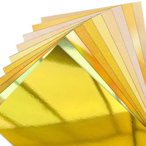 Holografische Kartonpapierbögen, goldfarben, metallisch, glitzernd, 250 g/m², für Kunst und Handwerk, Dekoration, Hochzeits- und Geburtstagseinladungen (Gold, 30,5 x 20,3 cm), 30 Stück von Nitelemn