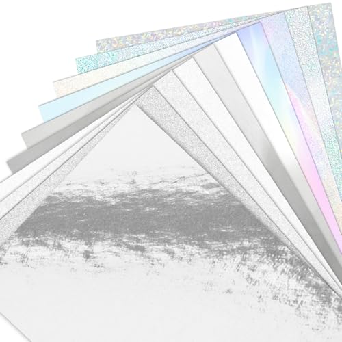 Holografische Kartonpapierbögen, silber-metallisch, glitzernd, 250 g/m², für Kunst und Handwerk, Dekoration, Hochzeits- und Geburtstagseinladungen (Silber, 15,2 x 20,3 cm), 30 Stück von Nitelemn