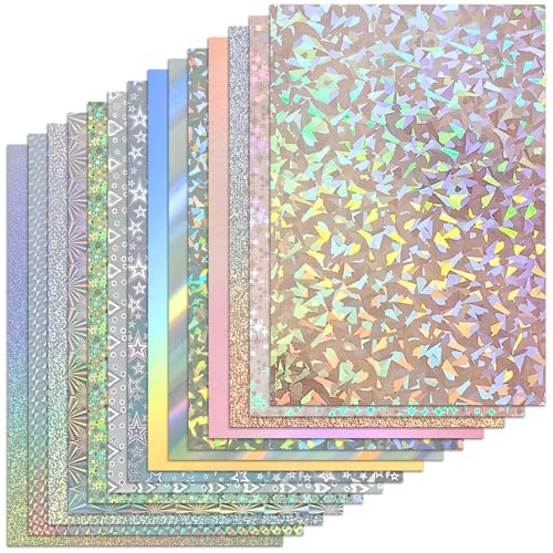 Holografischer Karton, 20,3 x 30,5 cm, metallisches Glitzer, glänzend, schillerndes Spiegelpapier, 250 g/m², für Kunst und Handwerk, Dekoration, Hochzeits- und Geburtstagseinladungen, Holografischer Karton, 20,3 x 30,5 cm, metallisches Glitzer, glänzend, schillerndes Spiegelpapier, 250 g/m², für Kunst und Handwerk, Dekoration, Hochzeits- und Geburtstagseinladungen, von Nitelemn