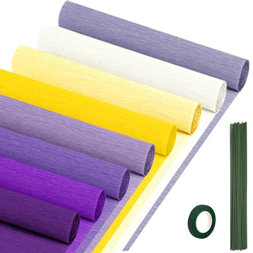 Krepppapier-Luftschlangen, 8 Rollen, 25,4 x 248,9 cm, 8 gelbe und violette Farben, Krepppapierbögen für DIY-Geschenke, buntes Papier, Blumen-Geschenkpapier, Basteln, Geburtstag, Hochzeit, Urlaub Krepppapier-Luftschlangen, 8 Rollen, 25,4 x 248,9 cm, 8 gelbe und violette Farben, Krepppapierbögen für DIY-Geschenke, buntes Papier, Blumen-Geschenkpapier, Basteln, Geburtstag, Hochzeit, Urlaub von Nitelemn