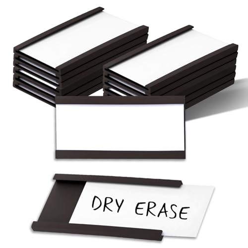 Magnetische Etikettenhalter, C-K-Magnete, Kartenhalter mit trocken abwischbarem Einsatz, Etikettenkarte für Metallregale und Regale (2,5 x 5,1 cm), 50 Stück von Nitelemn