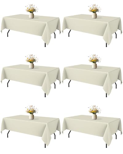 Niuara Rechteckige Tischdecke, elfenbeinfarben, 213 x 152 cm, dekorative Stoff-Tischdecke für Esstisch, 6 Stück Niuara Rechteckige Tischdecke, elfenbeinfarben, 213 x 152 cm, dekorative Stoff-Tischdecke für Esstisch, 6 Stück von Niuara