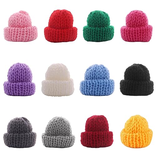 Niuhong 24 Pcs Mini Hut Weinflasche Dekoration Mini Strickmütze Topper Miniatur Party Hüte Ornamente Plüschhut Handwerk Weihnachten Gestrickte Hüte Deko Weihnachtsschmuck Bastelbedarf von Niuhong