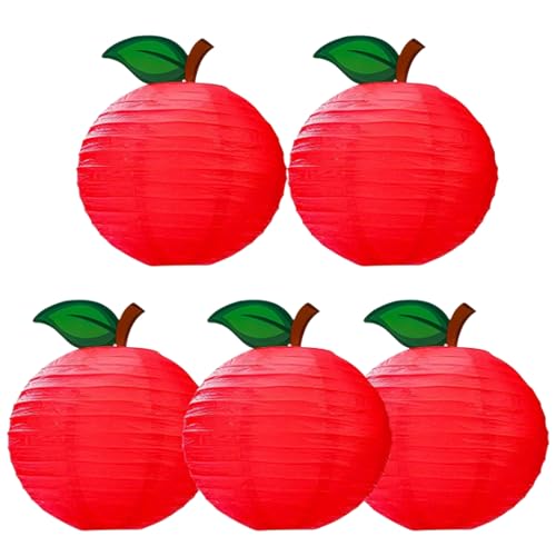 Niuhong 5 Pcs Papier Laternen Papierlaternen Lampions 3D Lampion Deko Lustig Hänge Lampenschirm Runde Kinder Geburtstag Party Hochzeit Babyparty Thema Obst Dekorationen (Apfel) von Niuhong