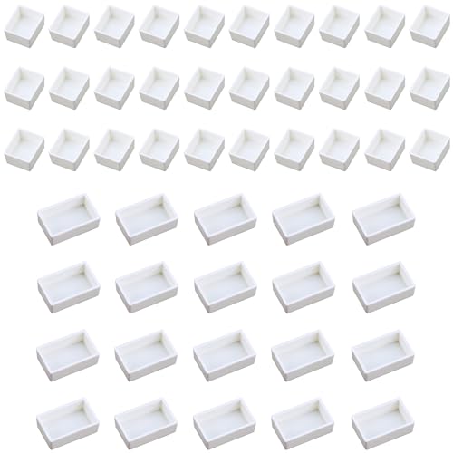 Niuhong 50 Pcs Leere Aquarell Pfannen Weißer Leer Wasserfarbe Aquarellfarben Palette Wasserfarben Farbpfannen Aquarellöle Malpigmente Kunst Zeichnungs Zubehör (Halbe Pfannen + Volle Pfannen) von Niuhong