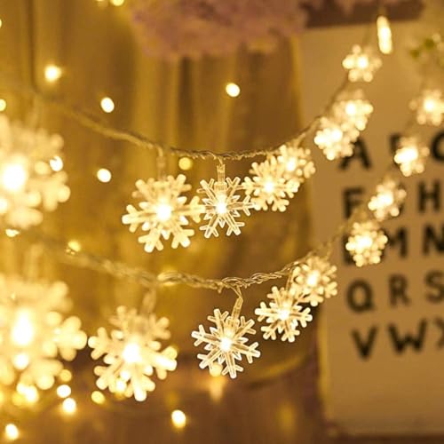 Schneeflocke LED Lichterketten, 6M 40Pcs, batteriebetrieben, für Innen- und Außendekoration, Schlafzimmer, Hochzeit, Geburtstag, Valentinstag, Weihnachten, warmweiß Schneeflocke LED Lichterketten, 6M 40Pcs, batteriebetrieben, für Innen- und Außendekoration, Schlafzimmer, Hochzeit, Geburtstag, Valentinstag, Weihnachten, warmweiß von Niumowa