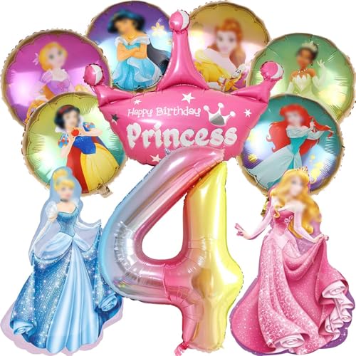 Prinzessin Geburtstag Deko 4 Jahre, Geburtstagsdeko Mädchen 4 Jahre Prinzessin, Prinzessin Luftballons Geburtstag 4, Prinzessin Geburtstag Deko, Folienballon Prinzessin Geburtstag von Niumowang