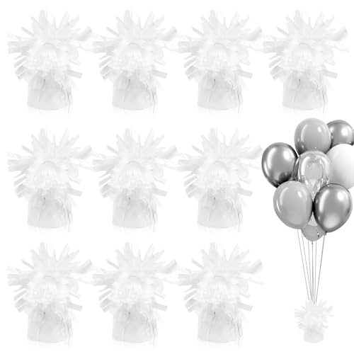 Niuny Ballongewicht für Heliumballons Luftballon Beschwerer 10Stk Ballon Beschwerer Ballongewichte Weiß 170g/Stk Ballonbeschwerer mit Folien für Hochzeit Party Geburtstag Ballons Dekoration von Niuny