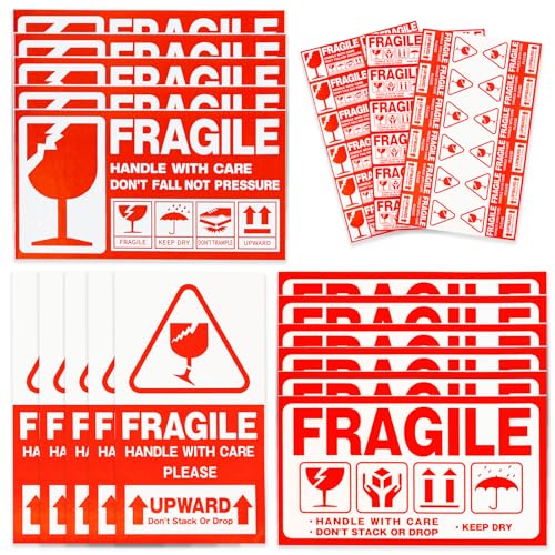 360 Stk Warnetiketten Aufkleber, Warnetiketten Aufkleber Zerbrechlich "Fragile", Warnung Schild Premium Folie selbstklebend, Vorsicht glas, Orsicht Zerbrechlich Etiketten, leuchtrot Umzugs-Etiketten 360 Stk Warnetiketten Aufkleber, Warnetiketten Aufkleber Zerbrechlich "Fragile", Warnung Schild Premium Folie selbstklebend, Vorsicht glas, Orsicht Zerbrechlich Etiketten, leuchtrot Umzugs-Etiketten von Niuohoy