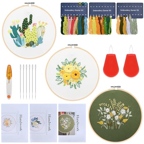 Niurome Stickerei-Starter-Set, Kreuzstich-Übungssets mit floralem Pflanzenmuster, handliches Nähset mit Reifenfäden, Nadeln, Werkzeug und Anleitung für Erwachsene, Anfänger, Pflanze Niurome Stickerei-Starter-Set, Kreuzstich-Übungssets mit floralem Pflanzenmuster, handliches Nähset mit Reifenfäden, Nadeln, Werkzeug und Anleitung für Erwachsene, Anfänger, Pflanze von Niurome