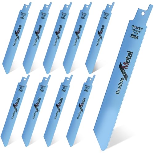 Säbelsägeblätter, 10 Stück 150mm Ersatzsägeblatt Set aus Bi-Metall mit Kobalt, 18TPI Sägeblatter Säbelsäge zum Schneiden von Metall, Holz mit Nägeln, Holz, Kunststoff für schnelle und saubere Schnitte Säbelsägeblätter, 10 Stück 150mm Ersatzsägeblatt Set aus Bi-Metall mit Kobalt, 18TPI Sägeblatter Säbelsäge zum Schneiden von Metall, Holz mit Nägeln, Holz, Kunststoff für schnelle und saubere Schnitte von Nivaobi