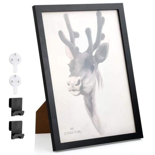 Nivofu Bilderrahmen A4, 21x29.7cm, Massivholz Bilderrahmen, aus MDF, Bilderrahmen A4 mit Plexiglas, Bilderrahmen din A4 Wand Holz, Modern Photo Frame, Rahmen zum Aufhängen, Schwarz Nivofu Bilderrahmen A4, 21x29.7cm, Massivholz Bilderrahmen, aus MDF, Bilderrahmen A4 mit Plexiglas, Bilderrahmen din A4 Wand Holz, Modern Photo Frame, Rahmen zum Aufhängen, Schwarz von Nivofu