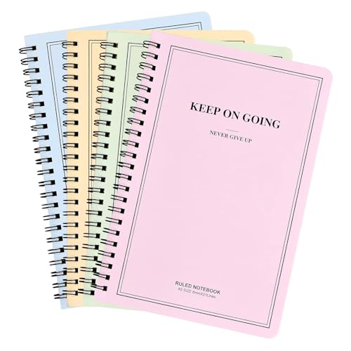 Nivofu Notizblock, 4 Stück Spiralgebundene Notizbücher, A5 Spiral-Notizblock, 20,7x14,8 cm, Notizbuch, für Teenager, Mädchen Und Jungen, 4 Farben Nivofu Notizblock, 4 Stück Spiralgebundene Notizbücher, A5 Spiral-Notizblock, 20,7x14,8 cm, Notizbuch, für Teenager, Mädchen Und Jungen, 4 Farben von Nivofu