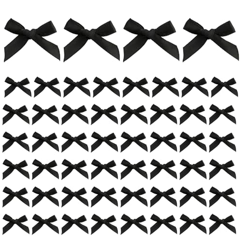 50 Stück schwarze Schleifen, Mini-Schleifen, schwarzes Band, einseitige Satinschleife, 2,5 cm x 4 cm, Geschenkverpackung, schwarzes Band für Luftballons, Hochzeiten, Weihnachten, Babypartys und 50 Stück schwarze Schleifen, Mini-Schleifen, schwarzes Band, einseitige Satinschleife, 2,5 cm x 4 cm, Geschenkverpackung, schwarzes Band für Luftballons, Hochzeiten, Weihnachten, Babypartys und von Niwieoi