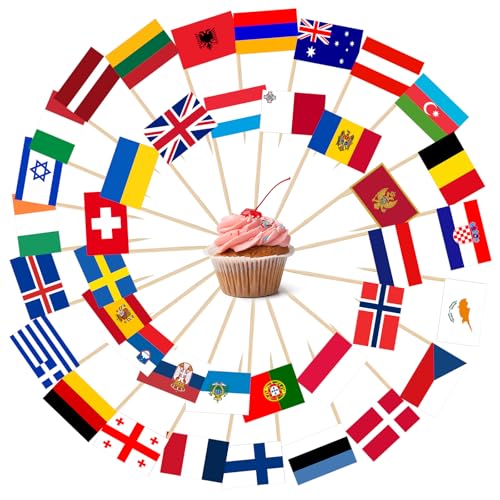 Eurovision Cupcake-Topper, Eurovision-Länderflagge, Eurovision-Party-Dekorationen 2025, Eurovision-Party-Cupcake-Topper (3,3 x 2,3 cm) von Niwieoi