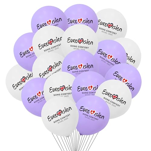 Eurovision Luftballons, Partydekorationen, Partydekorationen, Songwettbewerb, für Garten, Bar, Restaurant und Straßendekoration (30,5 cm), 18 Stück von Niwieoi
