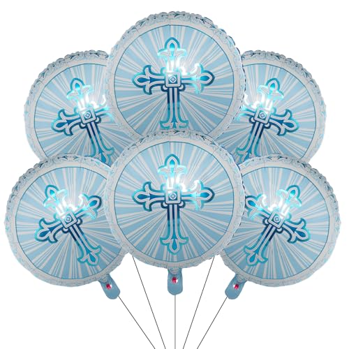 Folienballon zur Erstkommunion, Taufballons, Taufdekoration, Erstkommunionsdekoration, blaues Kreuz, Folienballon, Taufdekoration für Mädchen, 6 Stück Folienballon zur Erstkommunion, Taufballons, Taufdekoration, Erstkommunionsdekoration, blaues Kreuz, Folienballon, Taufdekoration für Mädchen, 6 Stück von Niwieoi