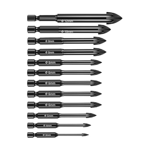 Bohrer-Set – Bit Sechskantschaft, Anti-Dämpfer-Werkzeuge | Präzisions-Set aus legiertem Stahl für Wand, Fliesen, Beton, Stein, Glasoberfläche, Hammerbohrung von Nixiara