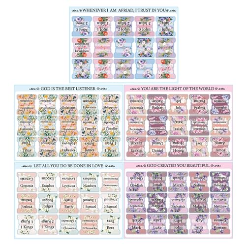 Großartige Haltbarkeit Registerkarten für Bibelindex - Laminierte große Druckschriftenaufkleber, Boho -Thema | 5 Blätter Alphabet -Etiketten, wasserdicht von Nixiara