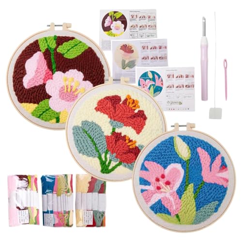 Nixiara Stickset, Stanznadel-Stickerei, Punschnadelstoff mit Blumenmuster, 3-facher Stoffanleitung für Projekte, Weihnachten, Geburtstag Nixiara Stickset, Stanznadel-Stickerei, Punschnadelstoff mit Blumenmuster, 3-facher Stoffanleitung für Projekte, Weihnachten, Geburtstag von Nixiara